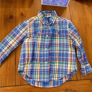 Ralph Lauren Boys Plaid Button-Down Shirt - Blue, Yellow, Green
